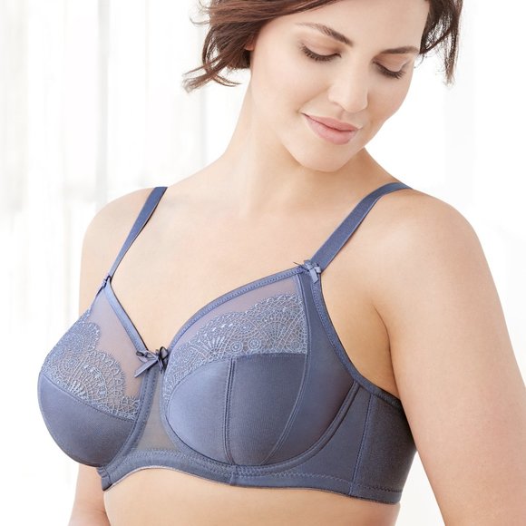 Set of 3! 42C Glamorise ELEGANCE Bra (UNDERWIRE) Lace Side-Bones Blue-Ice NEW - Picture 6 of 16